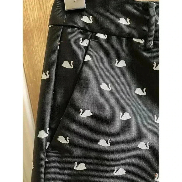 RSVP by Talbots Black White Swan All Over Print Petite High Rise Ankle Pants 2P - Picture 5 of 15